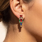Christmas Glitter Crystal Nutcracker Stud Earrings