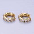 Filled Clear CZ Rounded Huggie Earrings