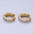 14K Gold Filled Clear Cz Rounded 17mm Huggie Earrings