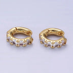 14K Gold Filled Clear Cz Rounded 17mm Huggie Earrings