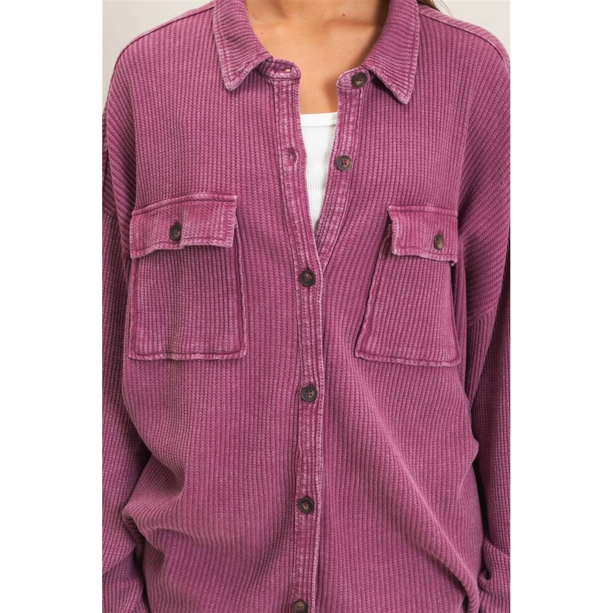 Burgundy Waffle Knit Shacket