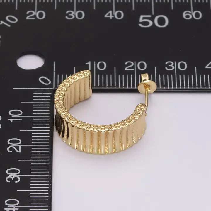 24K Gold Filled Chunky Striped Hoop Earrings