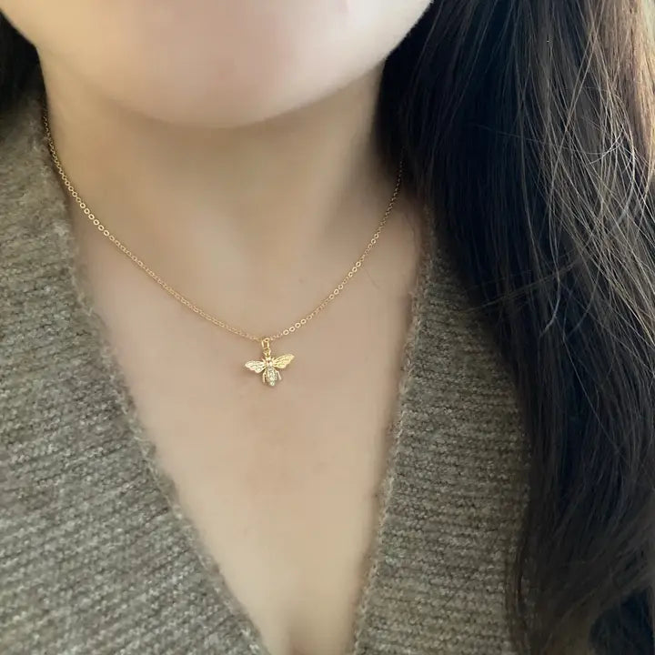 Honey Bee Queen Bee Pendant Charm Necklace