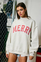 "MERRY" Mock Neck Sweatshirt