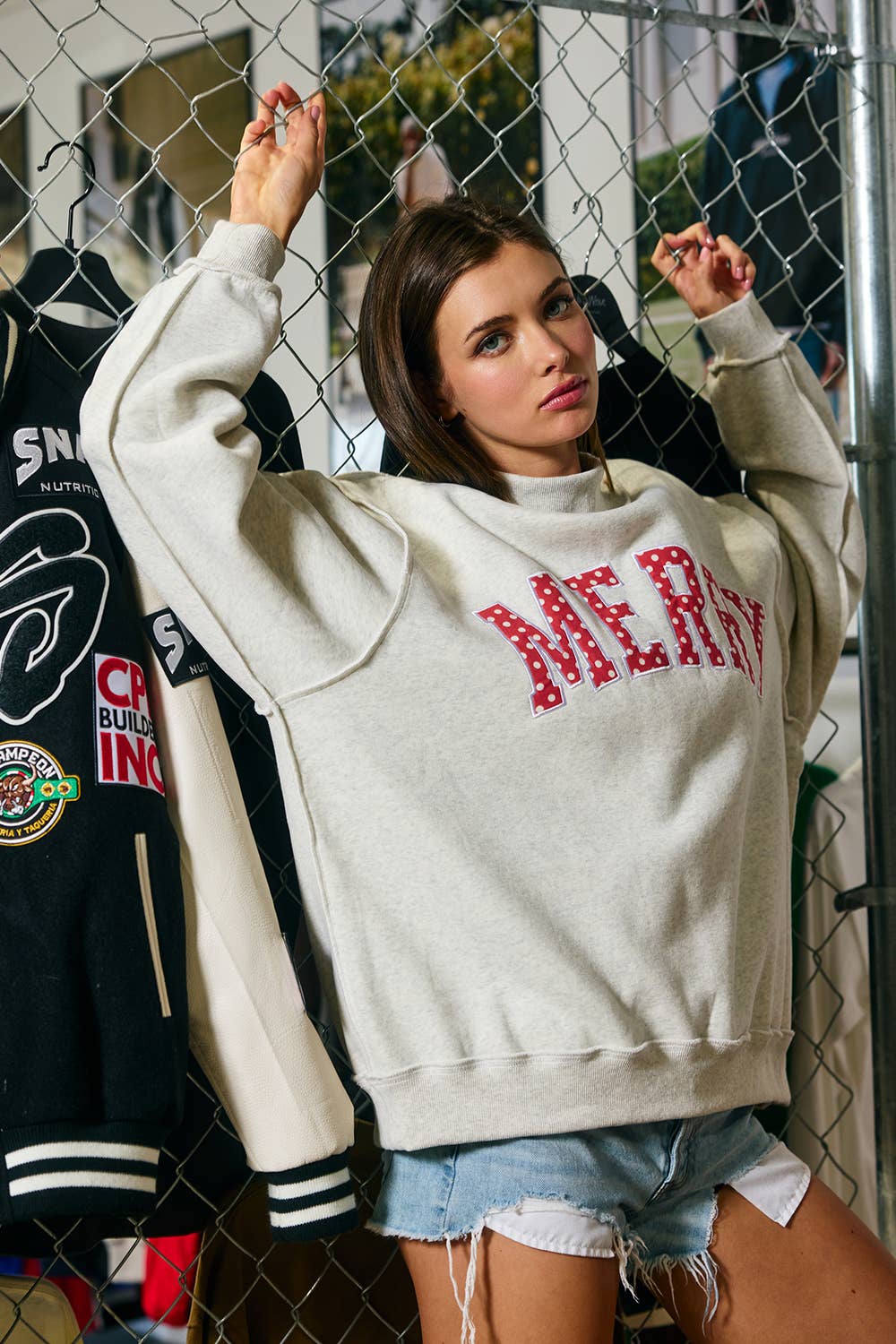 "MERRY" Mock Neck Sweatshirt