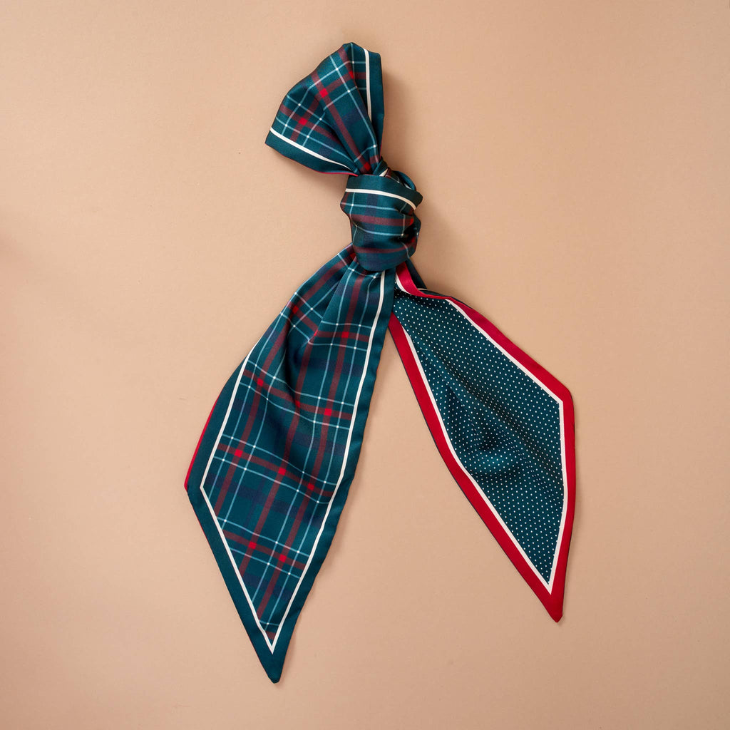 Twirl & Tie Scarf Accessory-Evergreen Plaid