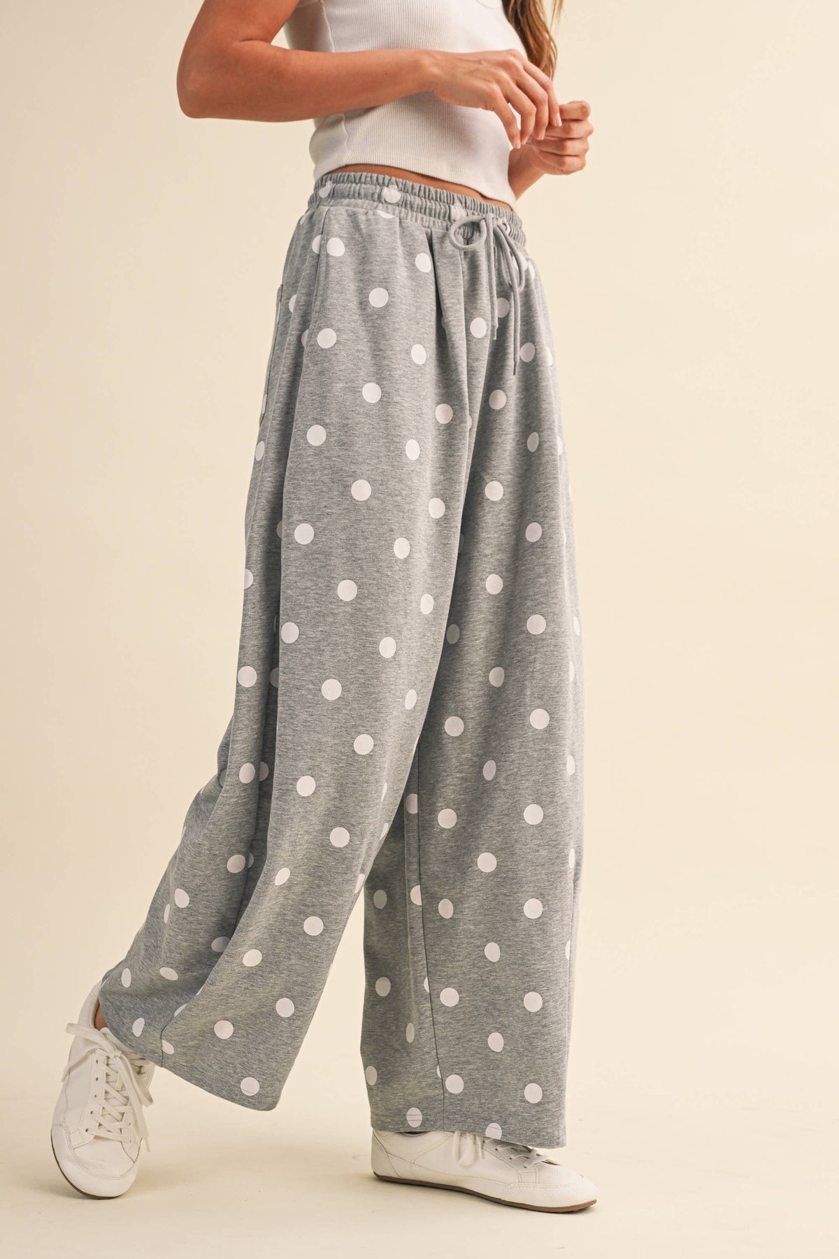 POLKA DOT PRINTED BARREL CASUAL SWEATPANTS