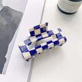 Checkered Hair Claw Clip- Navy