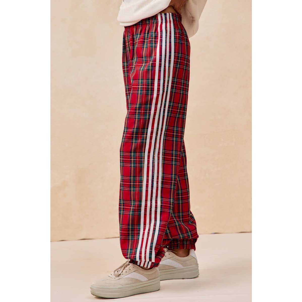 SIDE LINES CHRISTMAS PLAID TRACK PANTS