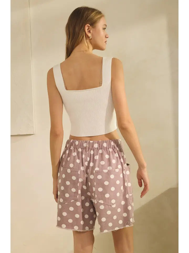 Polka-Dot drawstring shorts
