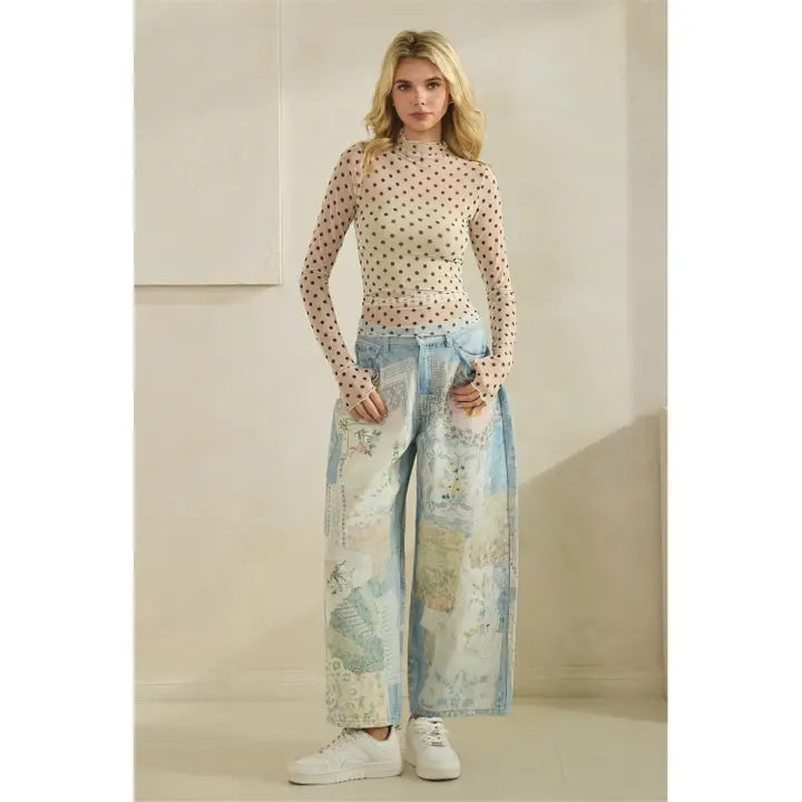 Polka Dot Lace Long sleeve Top