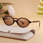 Retro Street Style Small Oval Frame Sunglasses: Black