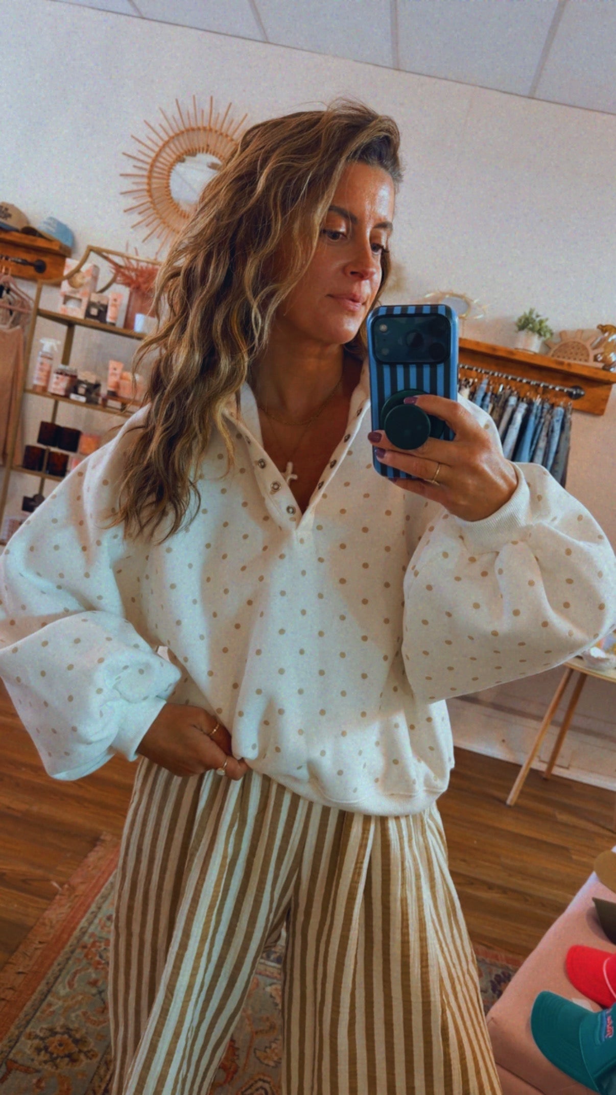 POLKA DOT PIPER SNAP BUTTON SWEATER