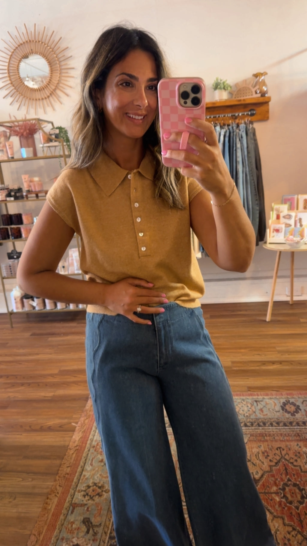 CAP SLEEVE COLLARED SWEATER VEST
