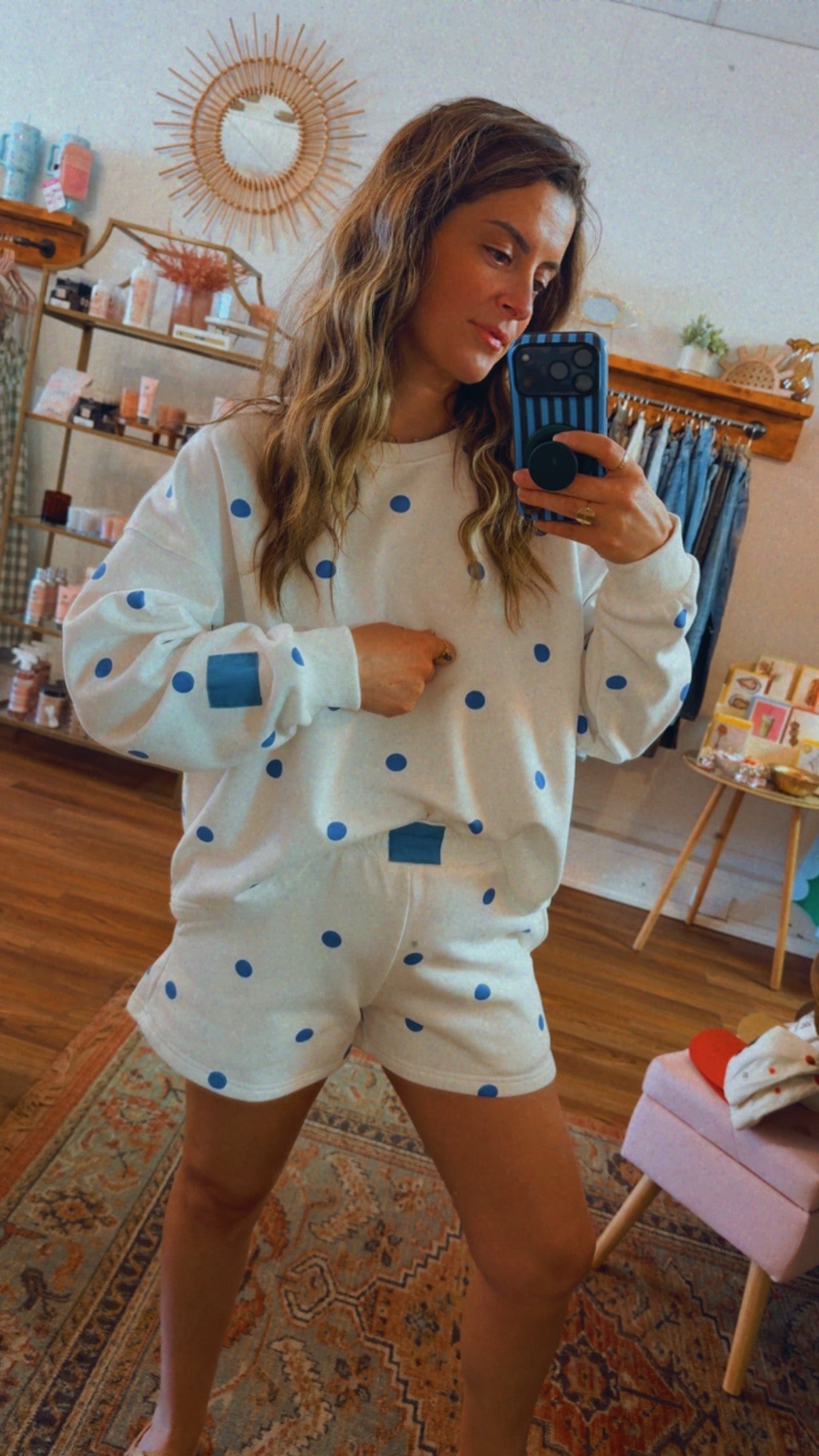 Blue & White Polka Dot Set