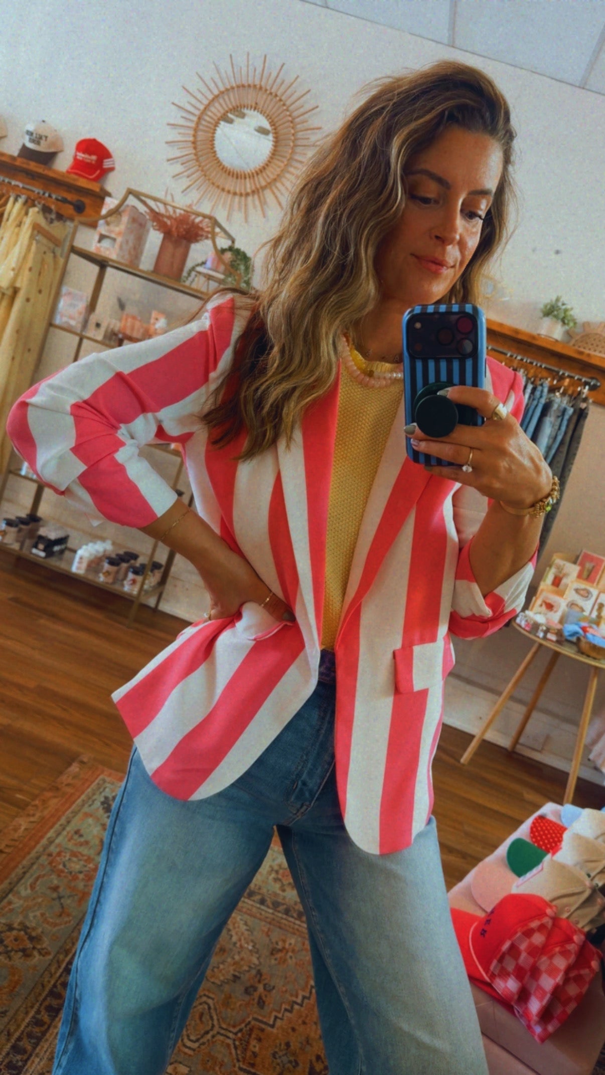 Vertical Stripe Relaxed Blazer