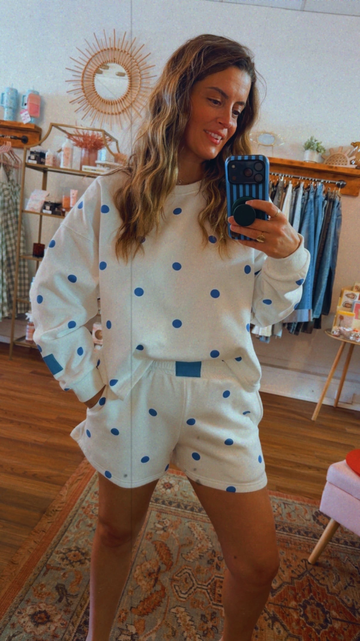 Blue & White Polka Dot Set