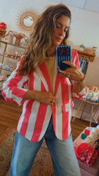 Vertical Stripe Relaxed Blazer