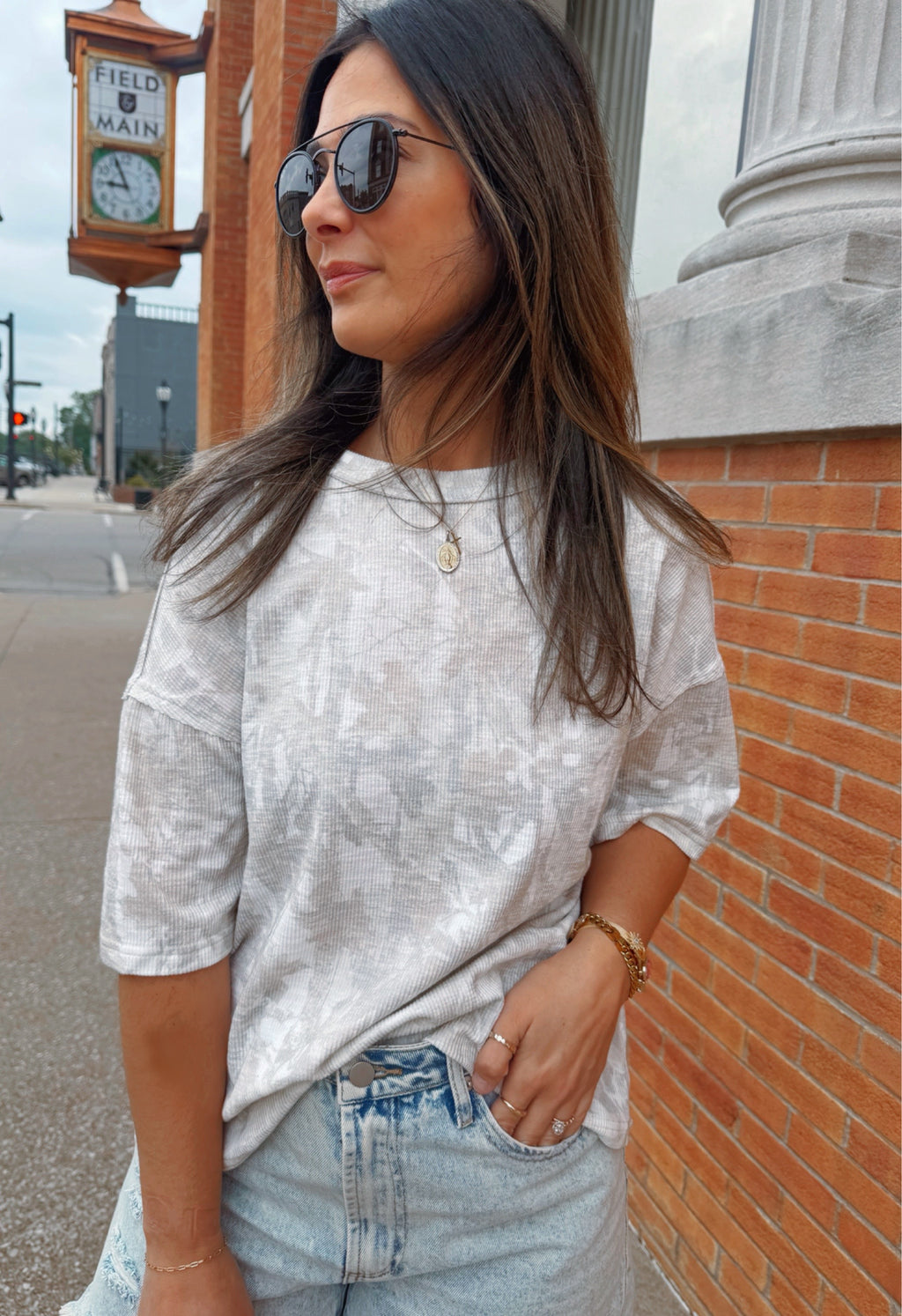 Ribbed Loose Fit Camo Shirt