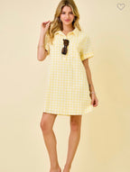 Lemon Gingham Collared Dress