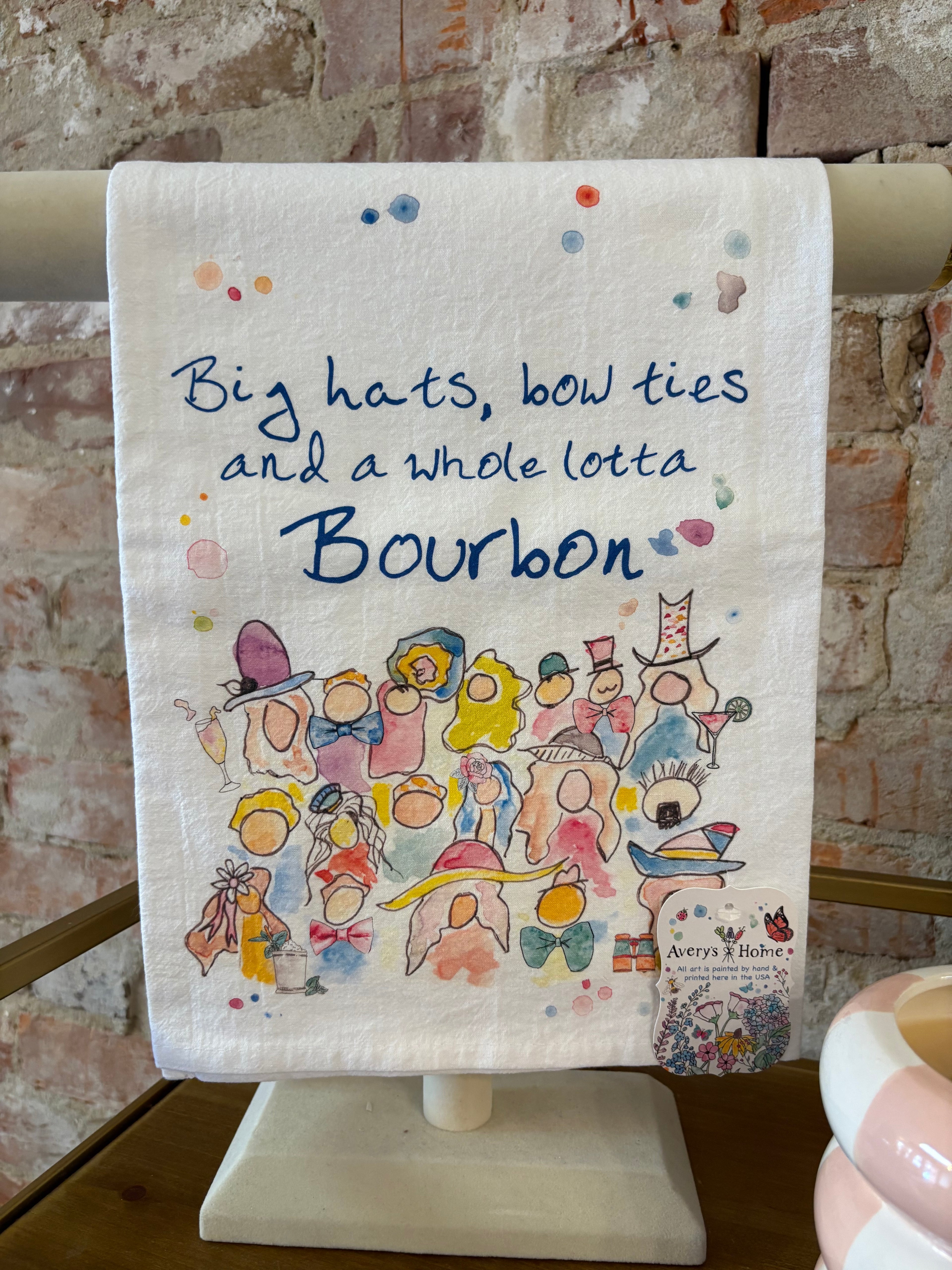 “Big hats, bow ties and a whole lotta Bourbon” Hand Towel
