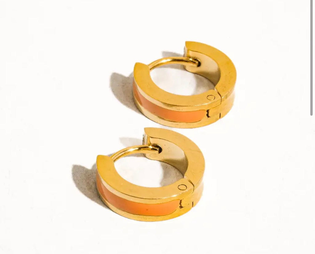 Etta Non-Tarnish Colored Hoop Earrings- Orange