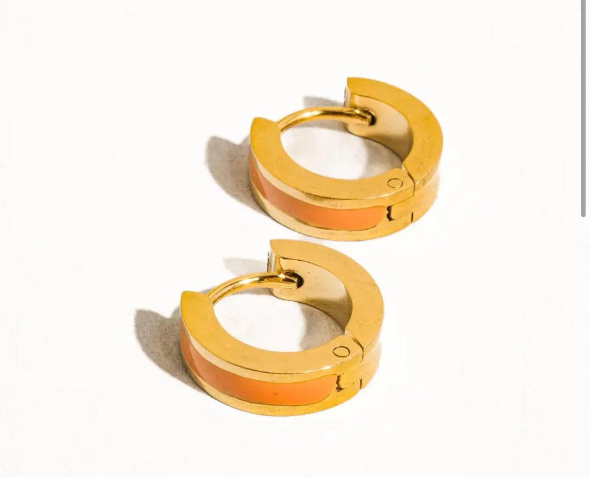 Etta Non-Tarnish Colored Hoop Earrings- Orange