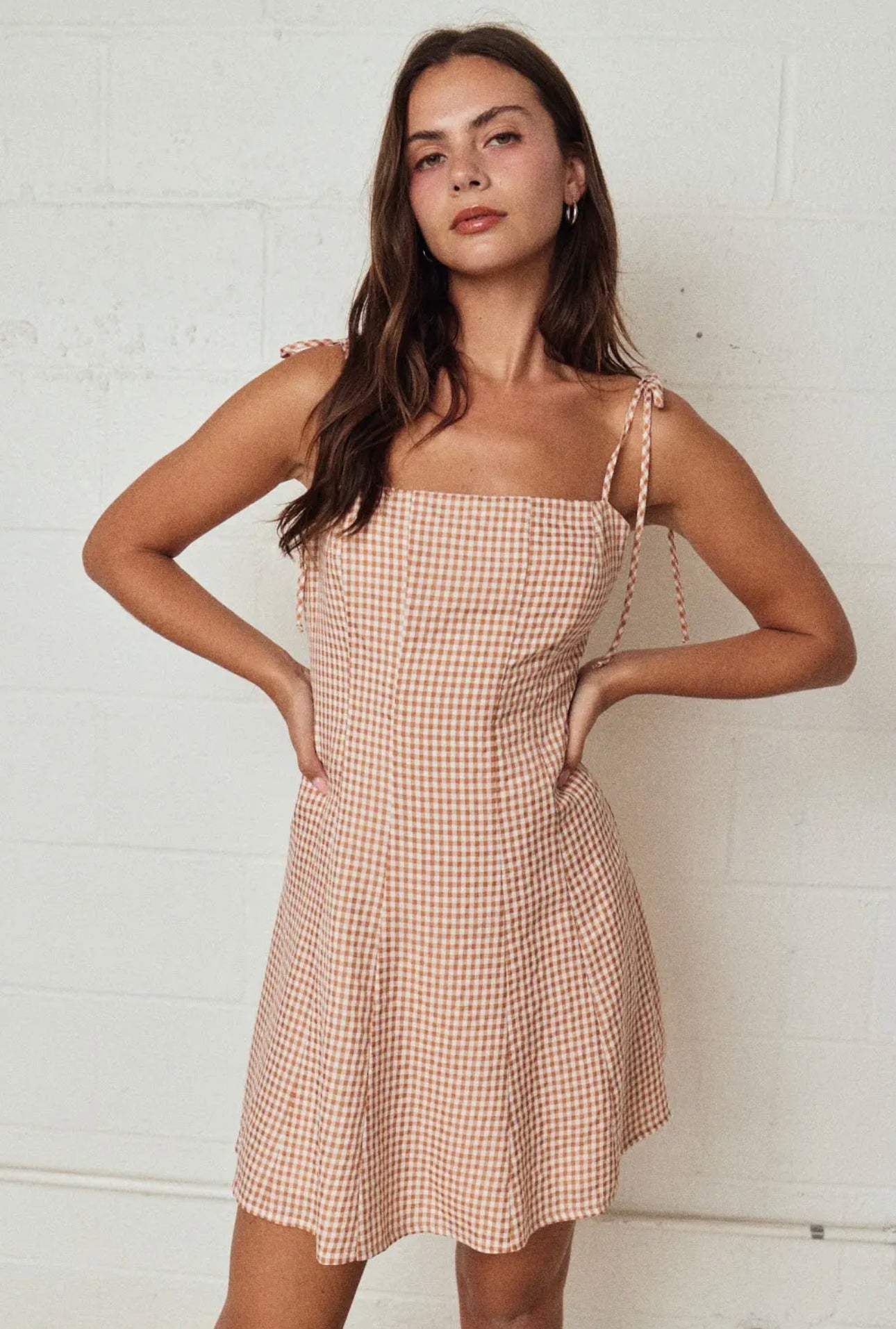 Gingham Tie Strap Mini Dress