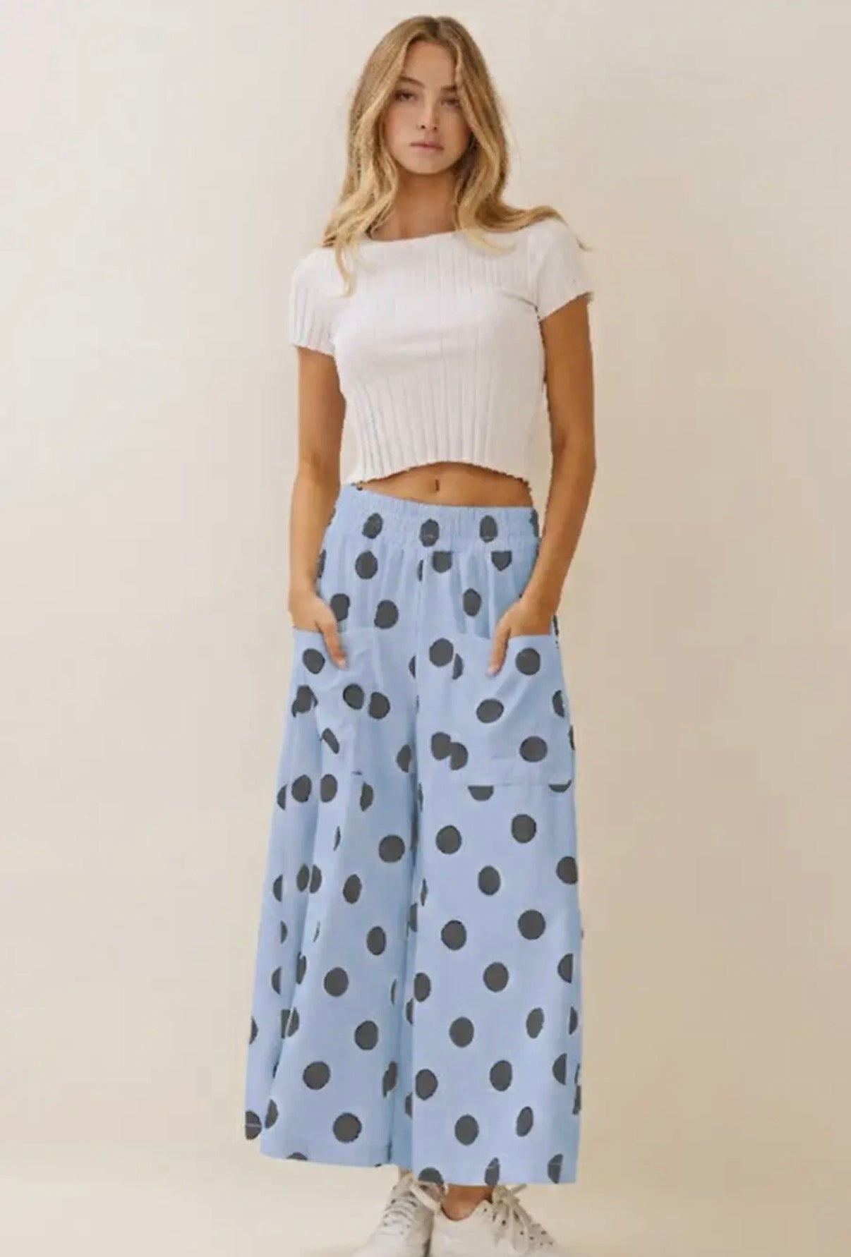Breezy Blue Polka-Dot Pants