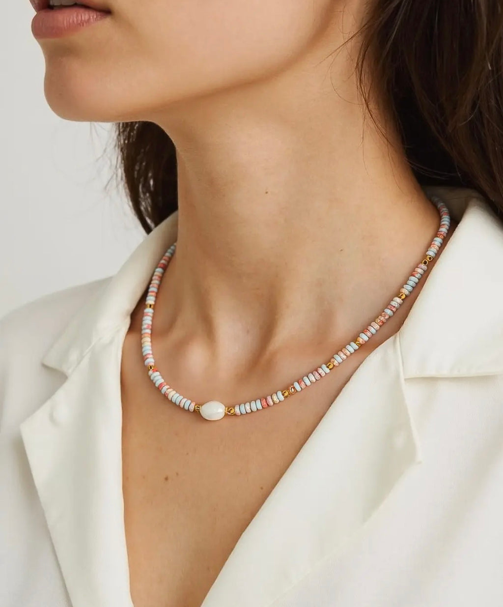 Swank Non-Tarnish Boho Beaded Pearl Necklace- Multicolored