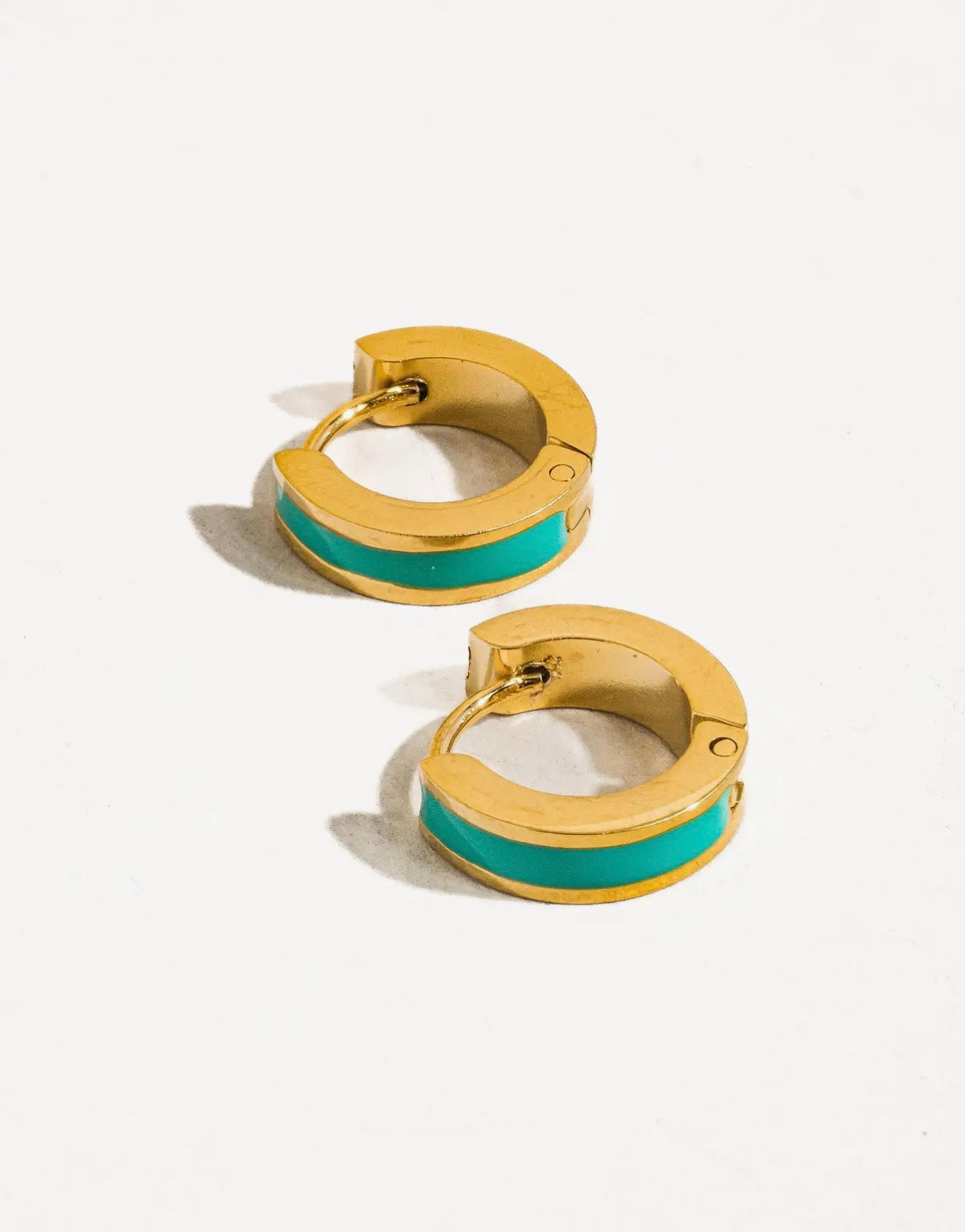 Etta Non-Tarnish Colored Hoop Earrings Teal
