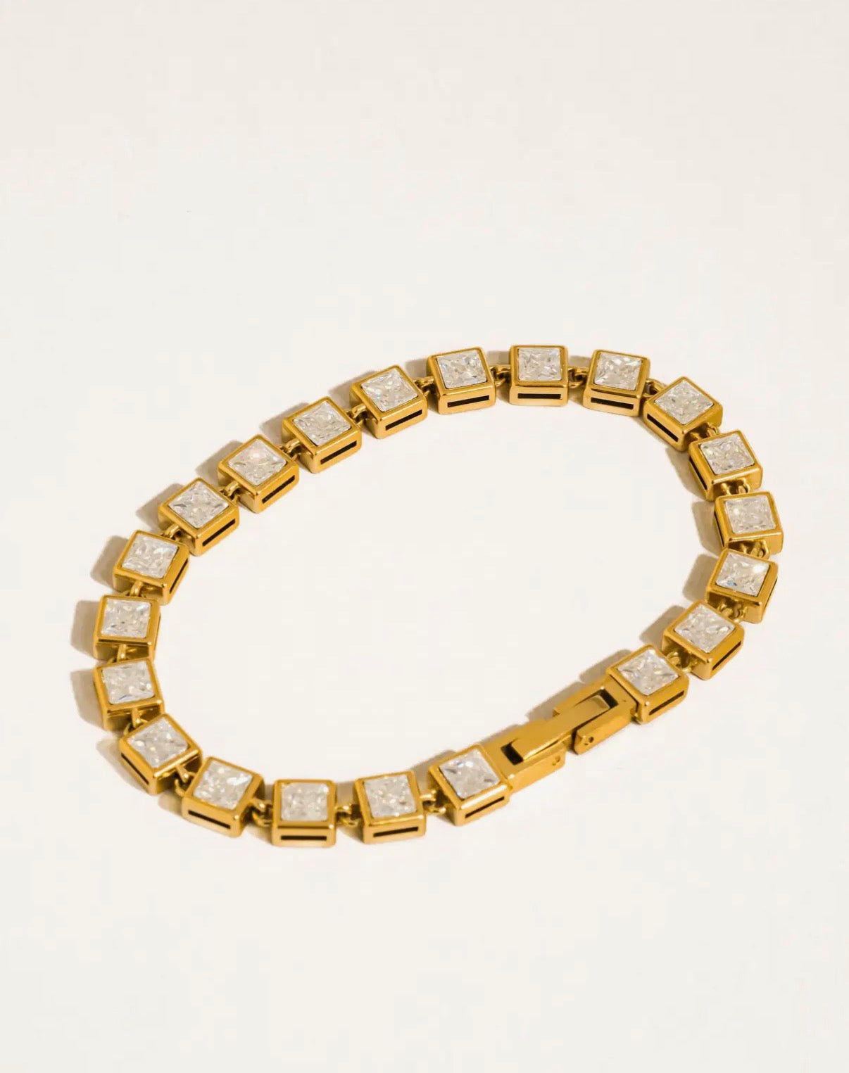 Midi Gold Non-Tarnish Square CZ bracelet