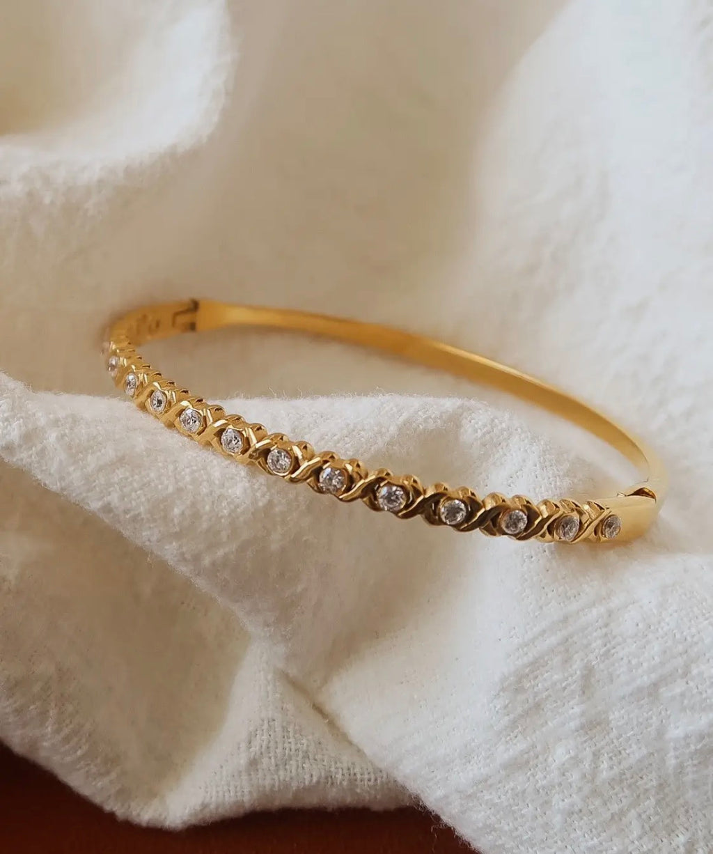 Seraphine Gold Non-Tarnish CZ Cuff Bracelet