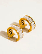 Olianne Gold Non-Tarnish Baguette Ear Cuff Earrings