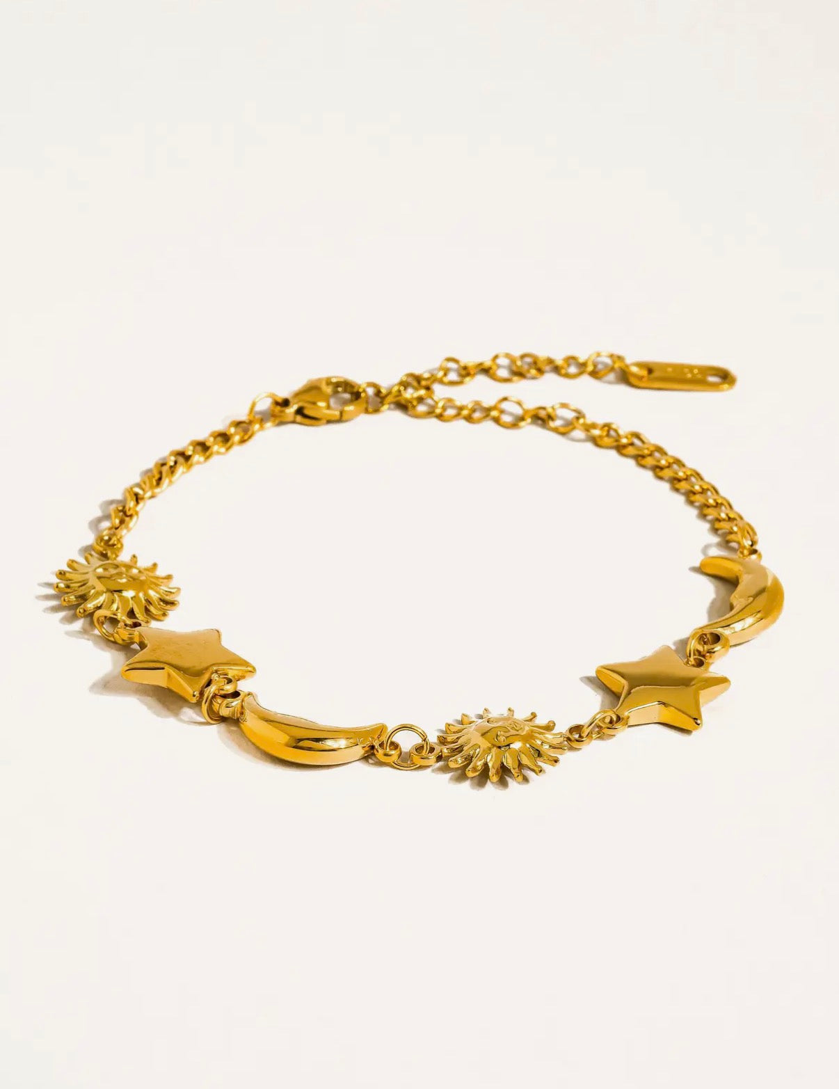 Leonora Gold Non-Tarnish Sun and Star Bracelet