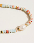 Swank Non-Tarnish Boho Beaded Pearl Necklace- Multicolored