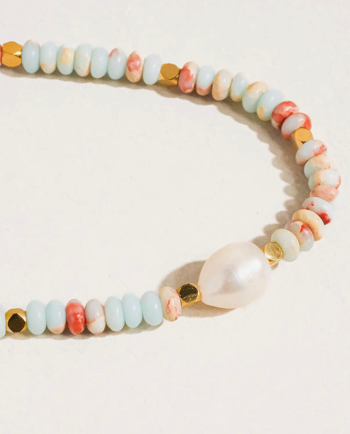 Swank Non-Tarnish Boho Beaded Pearl Necklace- Multicolored