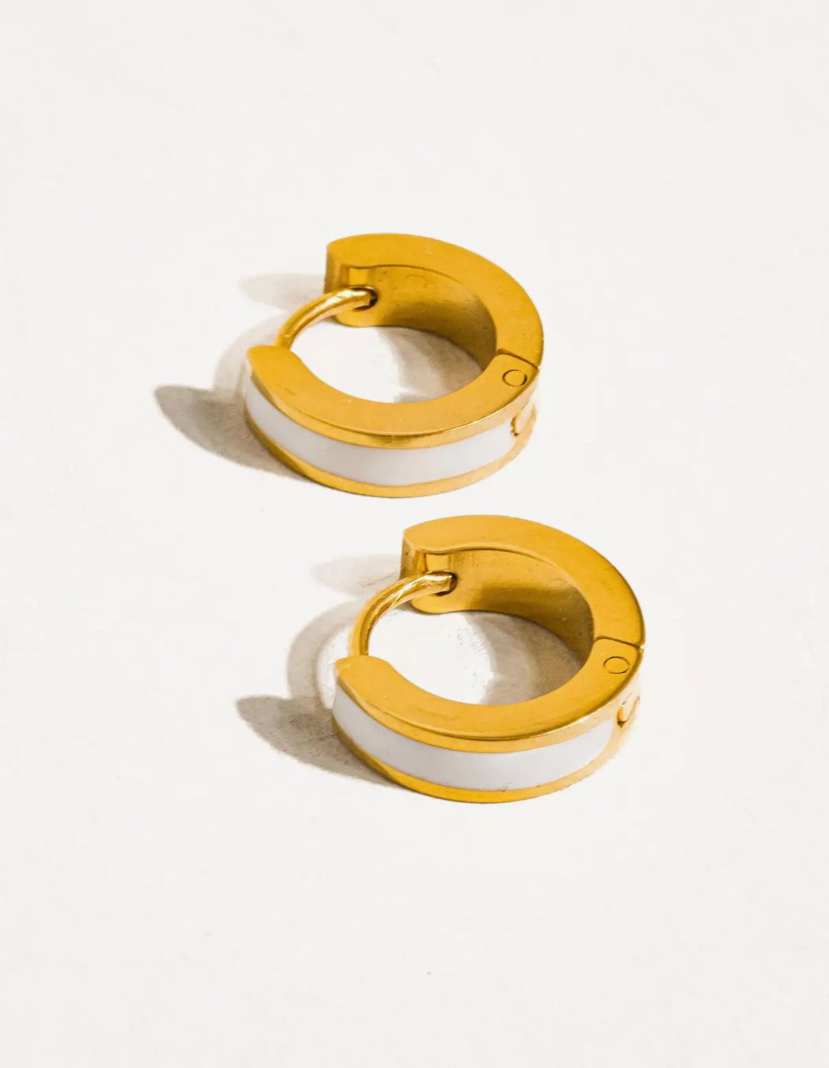 Etta Non-Tarnish Colored Hoop Earrings- White