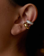 Olianne Gold Non-Tarnish Baguette Ear Cuff Earrings