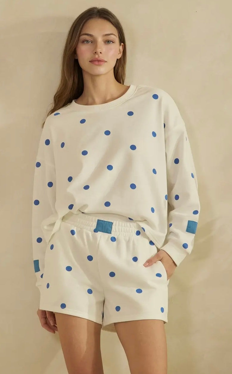 Blue & White Polka Dot Set