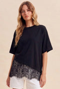 Black Asymmetrical Lace Top