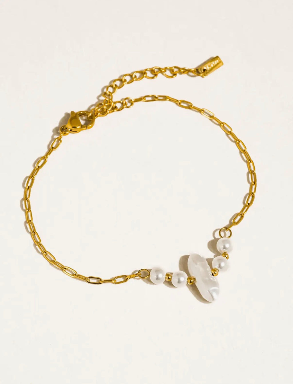 Gold Non-Tarnish Pearl Chain Bracelet