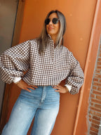 CHECKERED PIPER SNAP BUTTON SWEATER