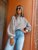 CHECKERED PIPER SNAP BUTTON SWEATER