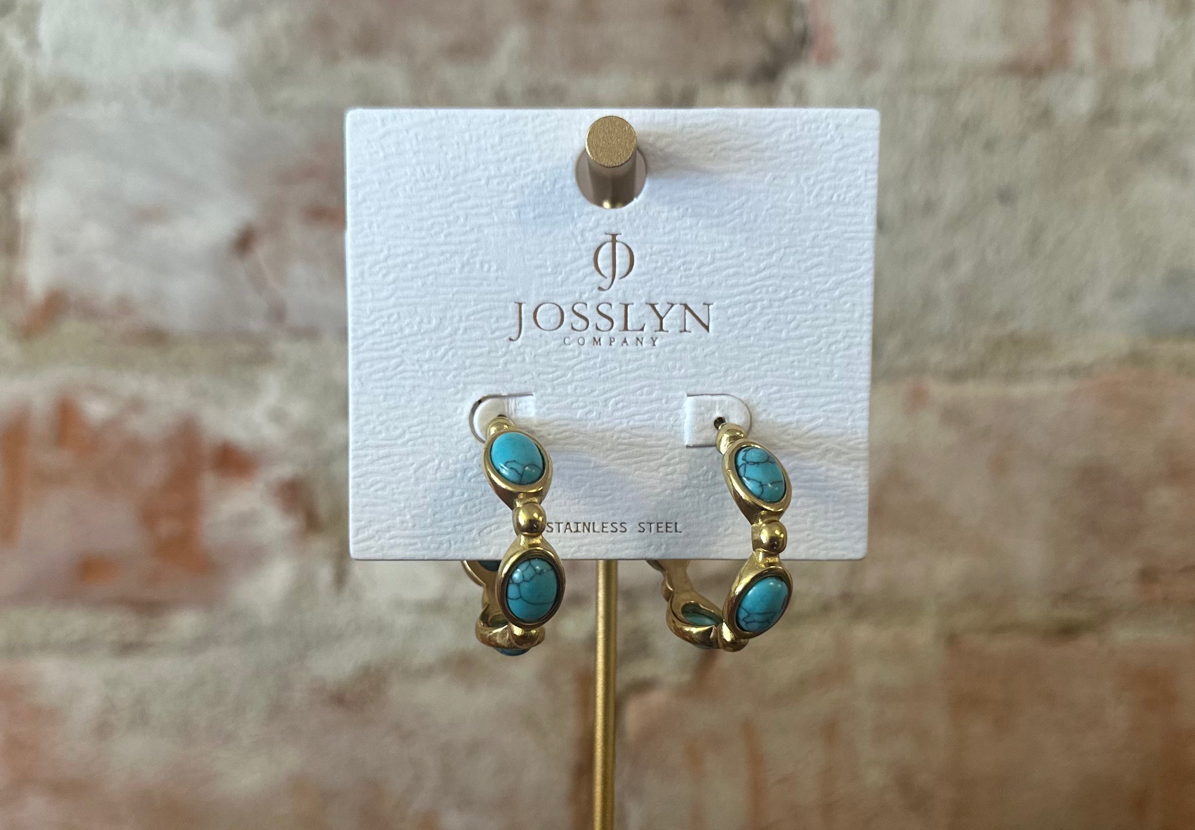 18K Tarnish Free Turquoise Hoops
