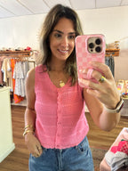 Scoop neck Button Down Vest