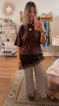 Chocolate Asymmetrical Lace Top