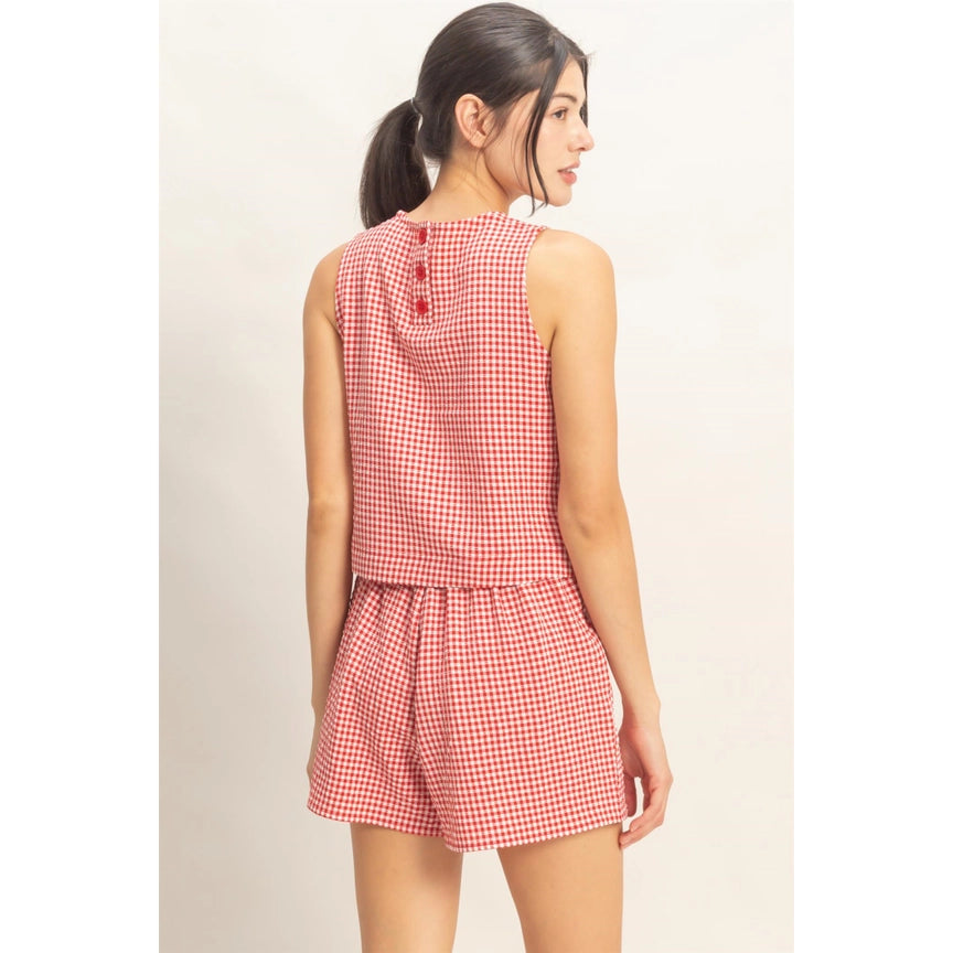 Gingham Sleeveless Top and Skort Set