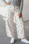 Polka Dot Print Seam Detail Barrel Jeans