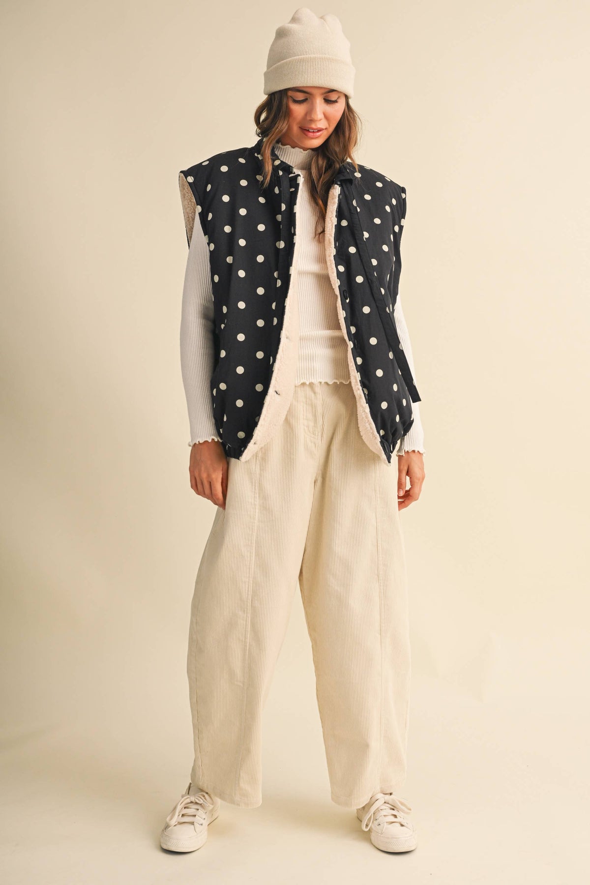 Fleece Lined Polka Dot Vest